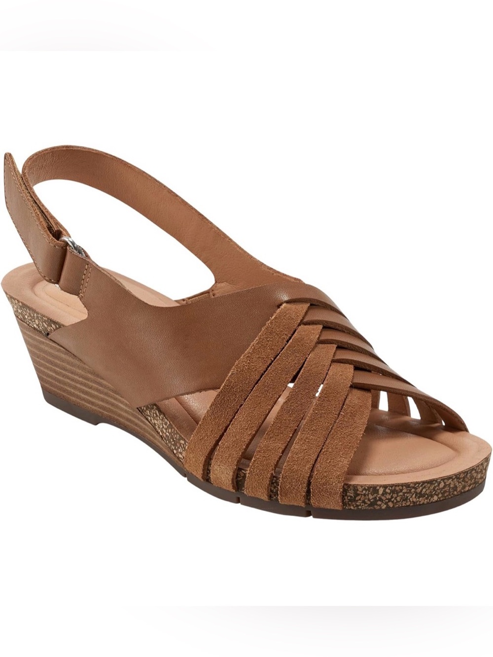 0176: Earth Women's Harris Beige Woven Slingback Wedge Sandals